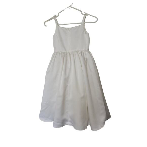 Davids Bridal All-over satin tea-length ball gown W/ wide spaghetti straps SZ 6 - Picture 2 of 6